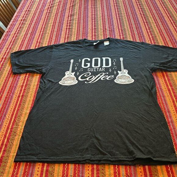 God Guitar & Coffee t-shirt size medium - Picture 1 of 5